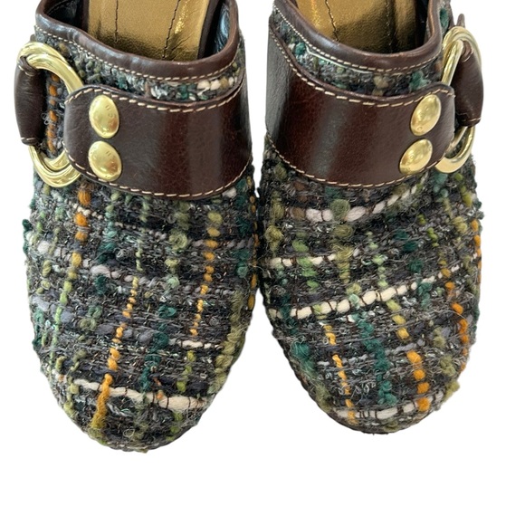 Vintage Coach Tweed Heeled Platform Mules - Picture 5 of 11